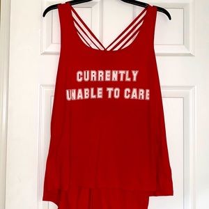 Freeze Red “Currently Unable to Care” Tank Top